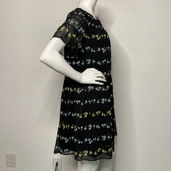 Ann Taylor NEW Black Floral Babydoll Mini Dress Size S - Picture 7 of 11